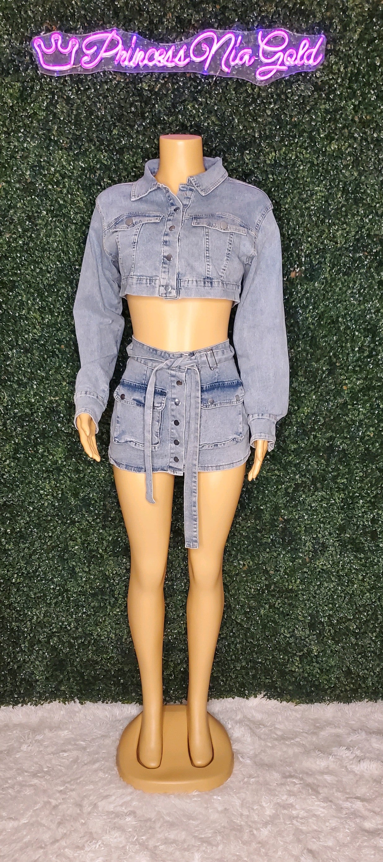 PRINCESS DENIM BLUE SKIRT SET